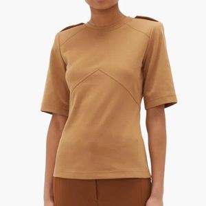 MaxMara Parole Military style tee shirt in Tobacco Cotton Size XS
